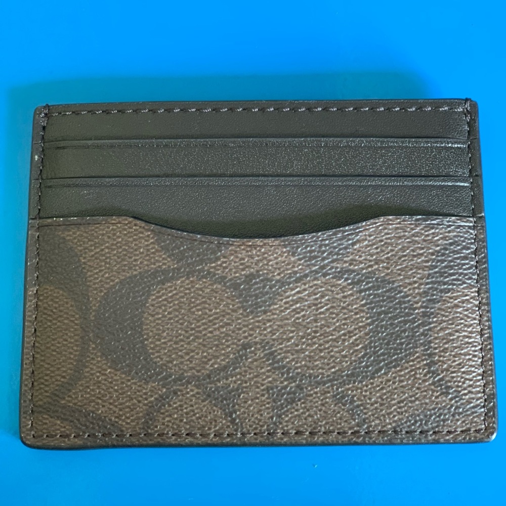 Coach Card Case in Signature Canvas (Brown)